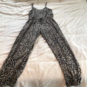 Black/taupe long pant jumpsuit/romper